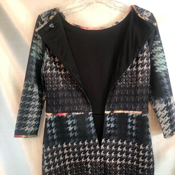 Bedo Bodycon Pencil Fitted Dress Black/Multi Colored Ladies Med - Picture 9 of 13